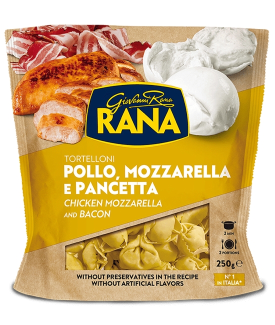 Tortelloni s kuracím mäsom, mozzarellou a slaninou 250g