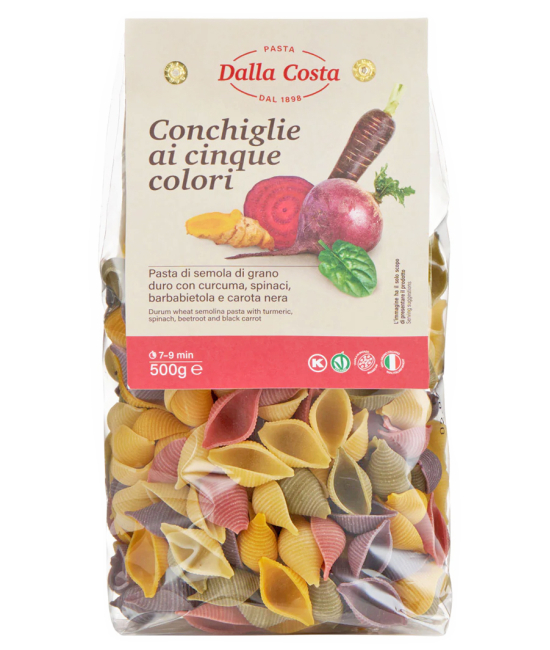 Conchiglie - Mušle päťfarebné 500g Dalla Costa