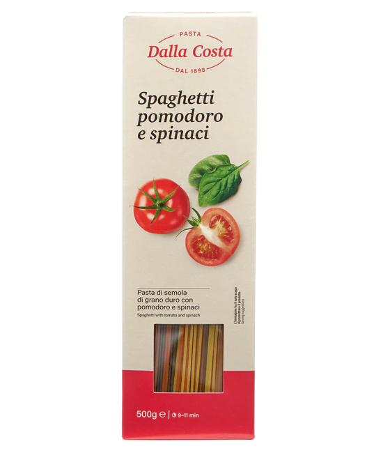 Špagety s paradajkou a špenátom 500g Dalla Costa