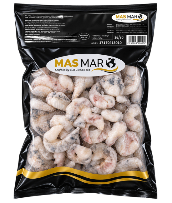 Krevety Black Tiger, veľkosť 26/30  750g MAS MAR